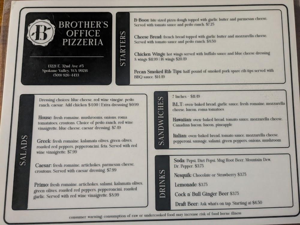 Brother's Office Pizzeria Menu image 1