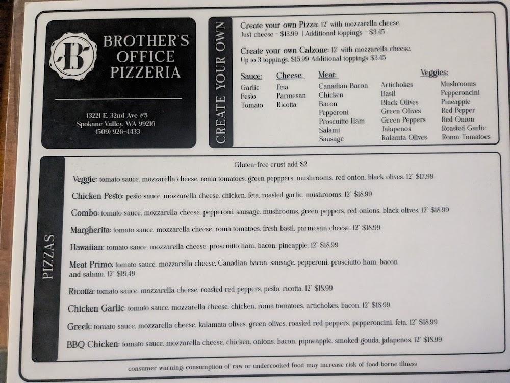 Brother's Office Pizzeria Menu image 2