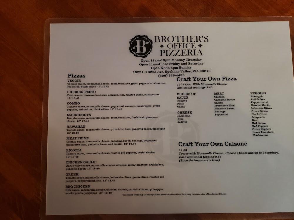 Brother's Office Pizzeria Menu image 3